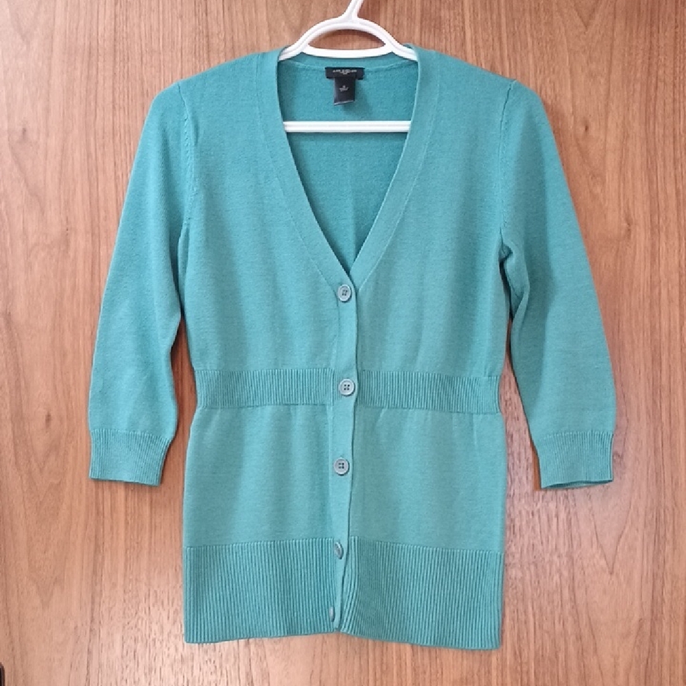 Ann Talor Soft Teal Button-Up Cardigan S